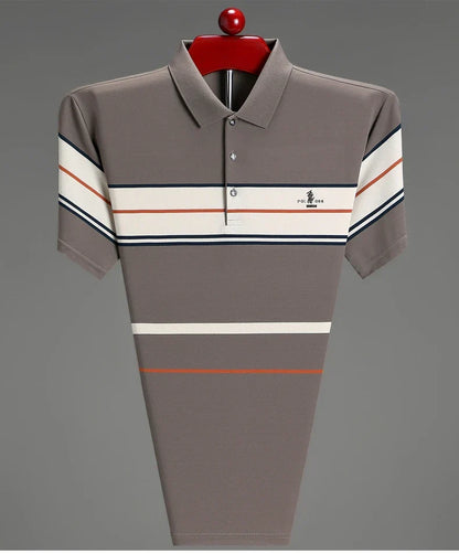 Luxury men's short sleeved polo shirt summer fashion hot selling striped top badge original design golf casual business T-shirt