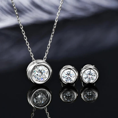 Real 3ctw. D Color Moissanite Jewelry Set 925 Silver 18k Gold Plated Pendant Necklace Stud Earrings Set for Women Men Gift