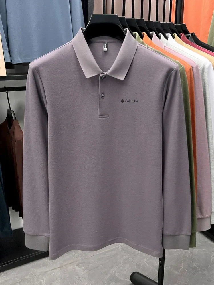 High end brand Polo shirt long sleeved fashionable printed men's top spring 100% cotton skin friendly comfortable casual T-shirt