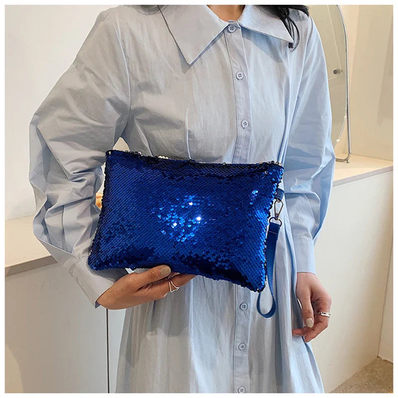Fashion Women's Sequined Bling Handbag And Purse Small Wedding Party Evening Bag Lady Wristlet Clutch Bag Female Envelope Bag