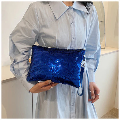 Fashion Women's Sequined Bling Handbag And Purse Small Wedding Party Evening Bag Lady Wristlet Clutch Bag Female Envelope Bag