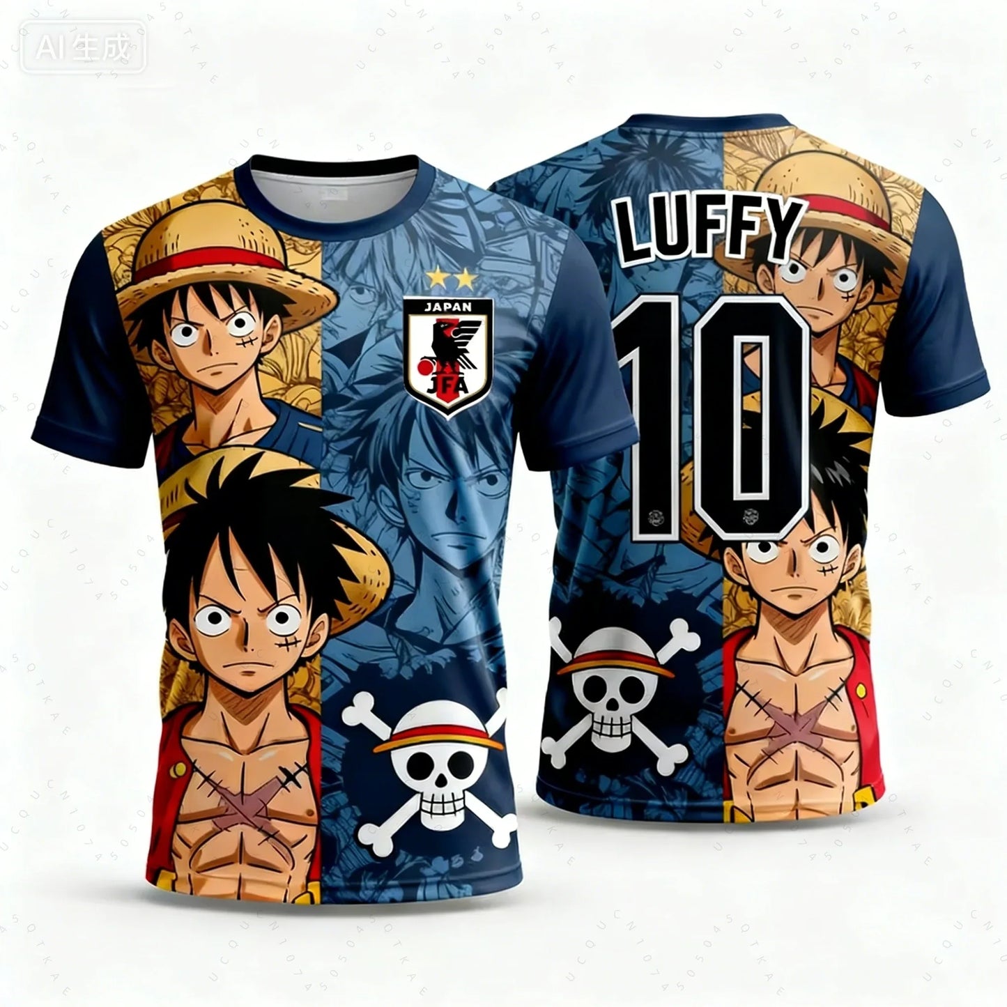 2026 One Piece Luffy Men Football Jersey Summer Short Sleeve Women T-shirt Cartoon Japan Style Anime Children Clothes Tee Tops