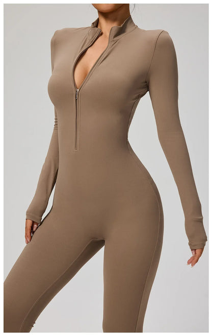 Zipper Jumpsuit Women Quick Dry Clothing Sportswear Woman Gym Yoga Sport Sets Spandex Nylon Workout Sets Women Tracksuit