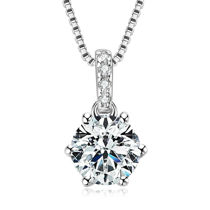 D VVS1 Moissanite Necklace Diamond Pendent 1CT-2CT with Certified 925 Sterling Silver Necklaces for Women Dainty Gifts