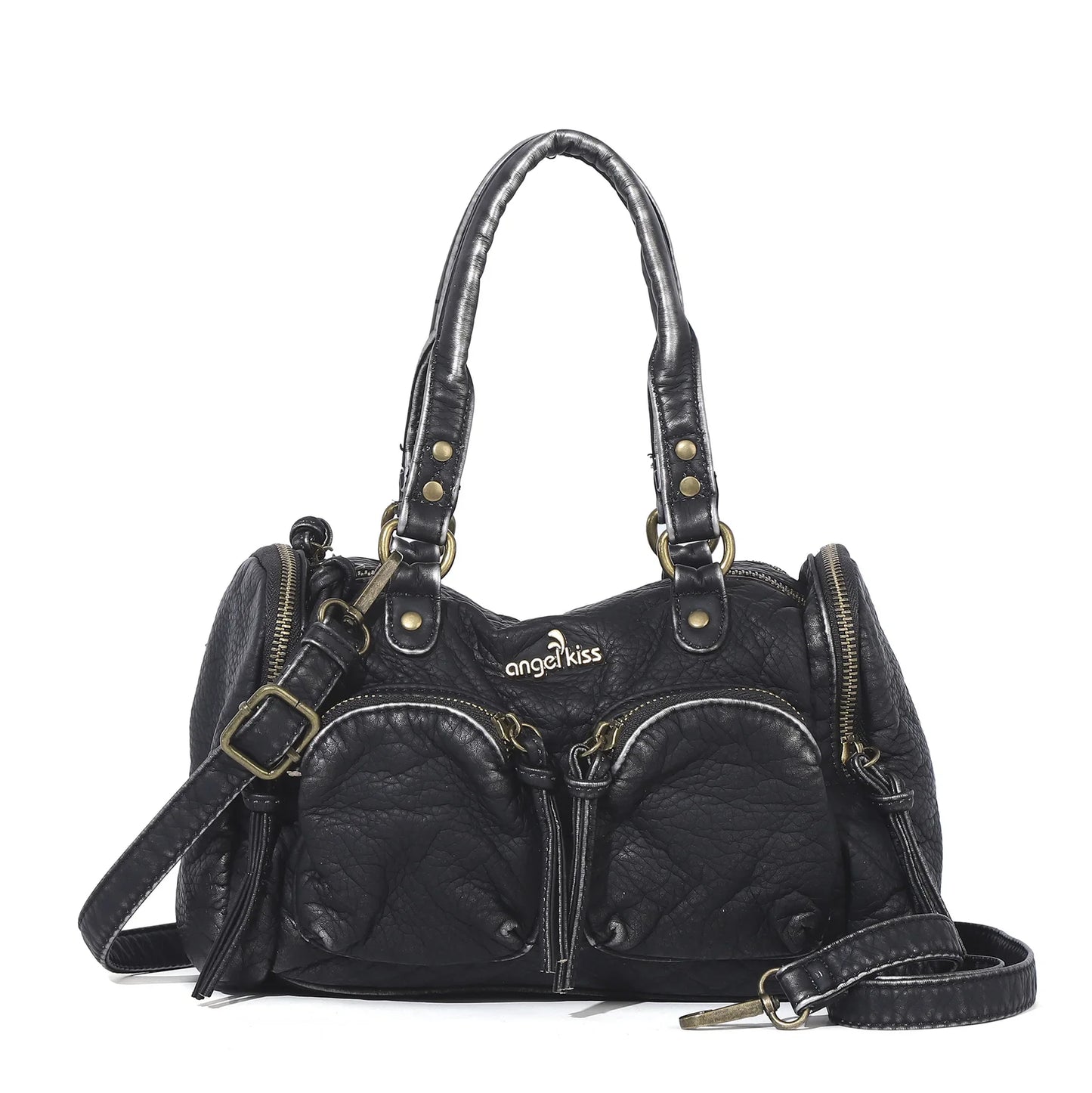 Vintage Women Handbags Small Satchel Top-handle Boston Bag PU Shoulder Bag Fashion Dumpling Pack Multi-pockets Shoulder Bags