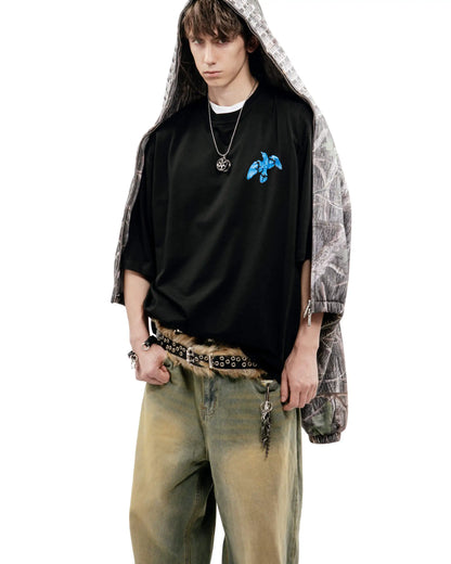 Harajuku Oversized Streetwear Men's Clothing The Bright Side Graphic Print Tshirt Cotton Hip Hop Punk Short Sleeve Tops Goth Y2k