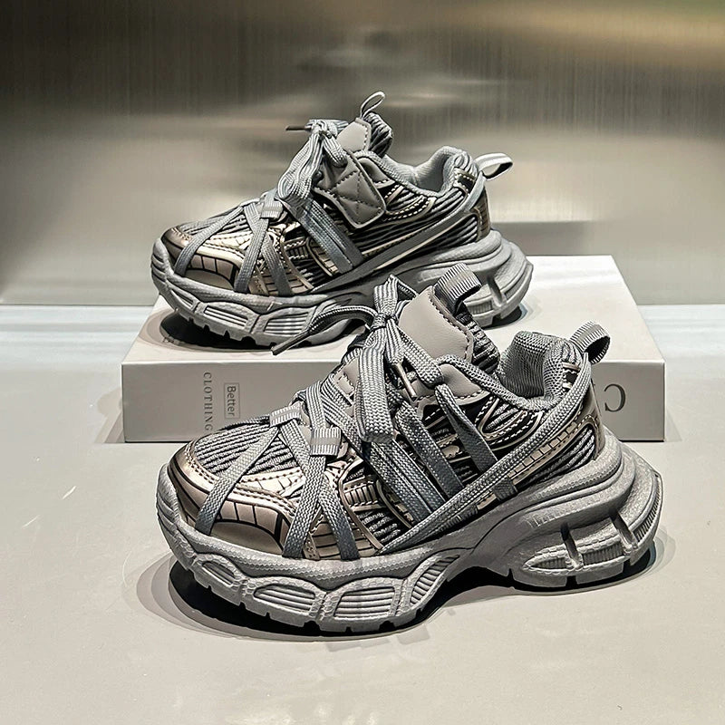 Kids Casual Sneakers for Boys Girls Non-slip Breathable Mesh Toddler Walking Shoes Strappy Versatile Chic Comfort Wear 4-6years