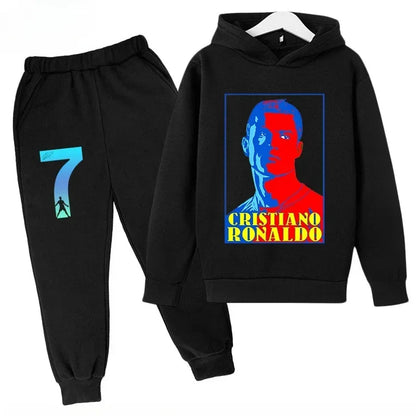 Quick-Dry CR7 Kids Tracksuit 7-13Y Ronaldo 7# Print Sports Outfit Breathable Fabric Active Wear Kids Boutique Clothes