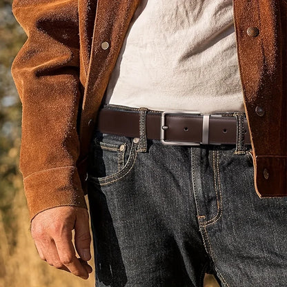 1pc Men's Genuine Leather Cowhide Reversible Belt