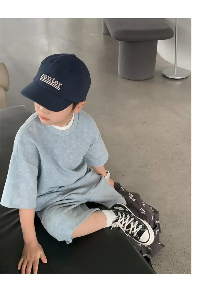 Boys Clothing Set 2024 Korean Loose Shirts+shorts 2pcs/set Sport Suits for Kids Teenager Tracksuits Casual Baby Outfits Clothes