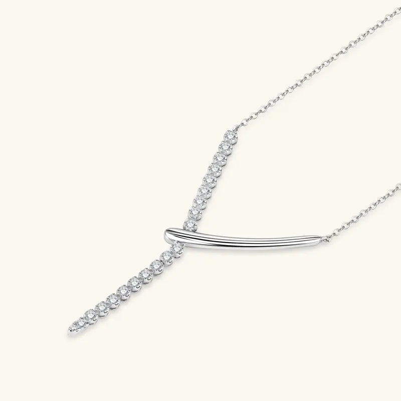 Full Round Moissanite Y-shaped Pendant Necklace for Women S925 Sterling Silver Chain Fine Jewelry Gift with Certificate