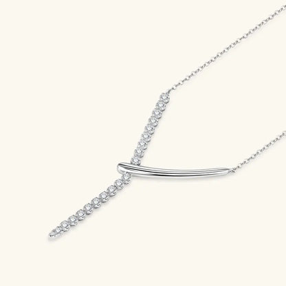 Full Round Moissanite Y-shaped Pendant Necklace for Women S925 Sterling Silver Chain Fine Jewelry Gift with Certificate