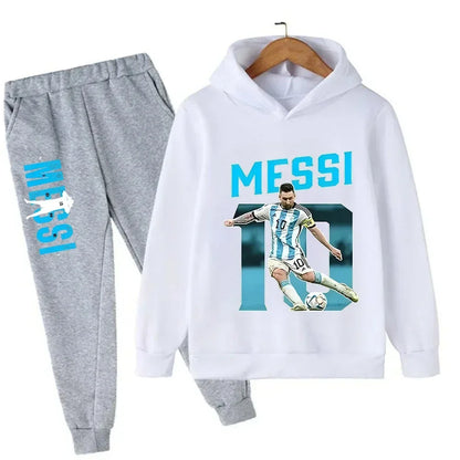 Autumn Football Star Messi 3-12Y Children Hoodies Sets Pants Suit 2 Pcs Sets Kids Boy Girl Clothing Casual Fashion Tracksuits
