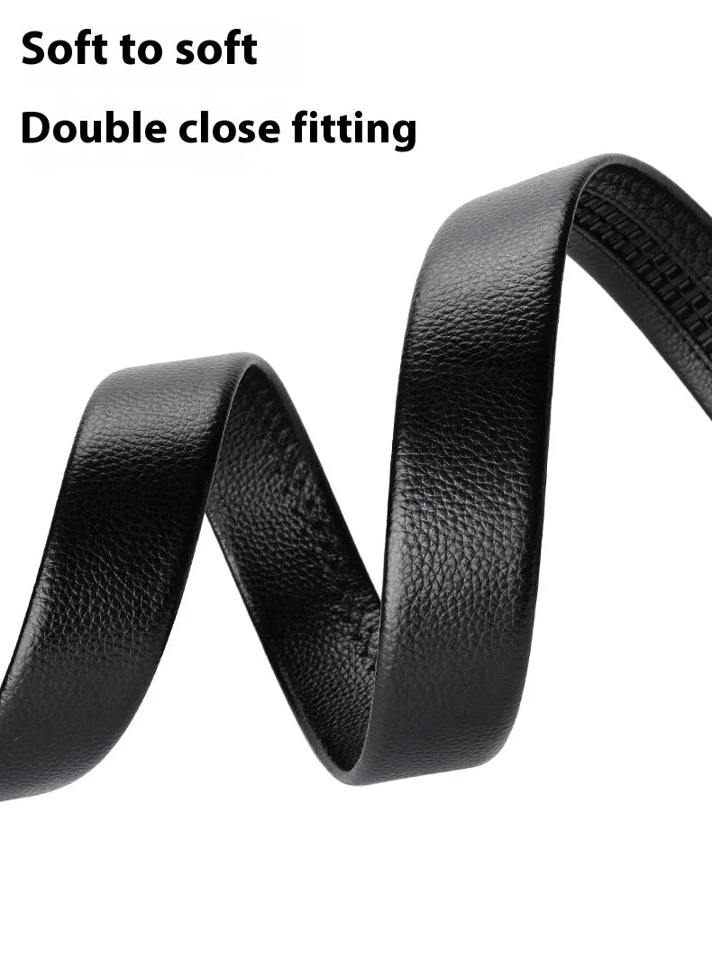 Automatic Ratchet Belt for Men - Genuine Leather Strap with Alloy Buckle, Durable for Daily Wear