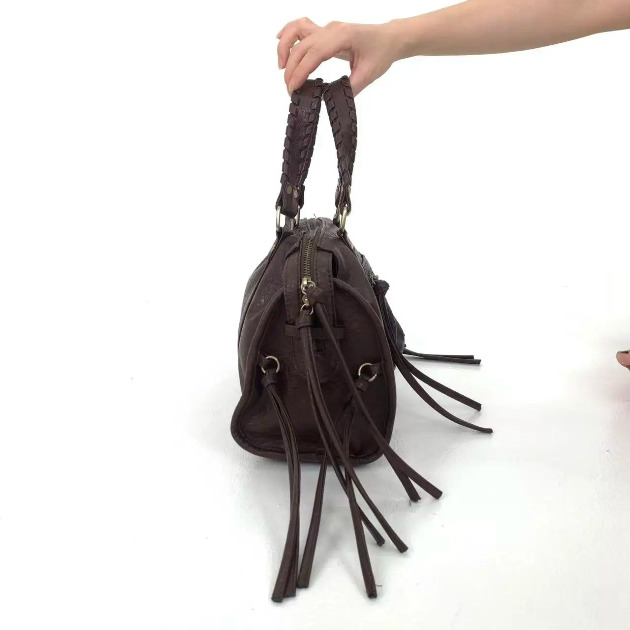 Y2K women's street style personalized rivet made old shoulder bag, retro motorcycle tote bag