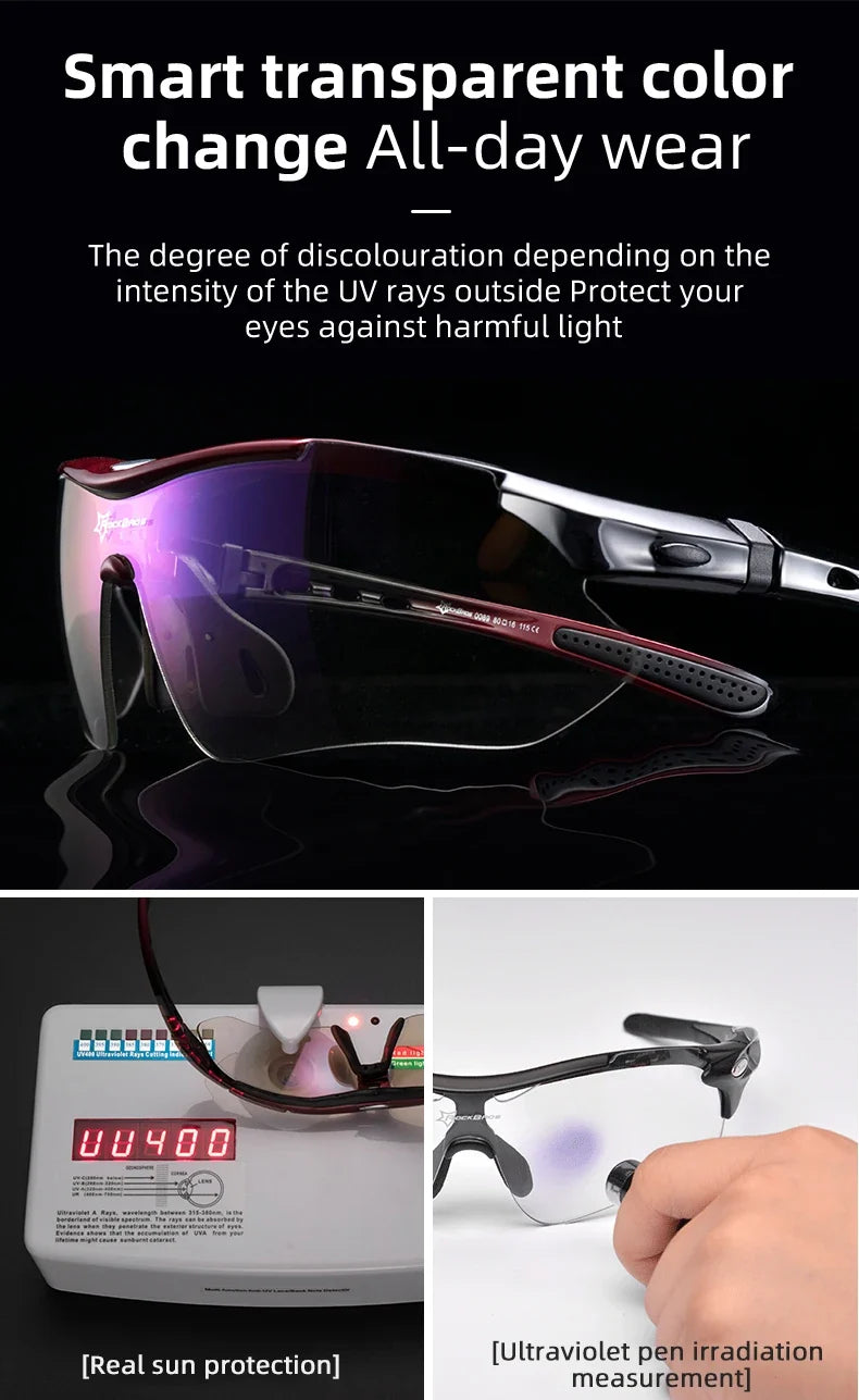 Bicycle Glasses Polarized Bike Sports Sunglasses Photochromic Men Women UV400 MTB Road Bike Goggles Outdoor Eyewear