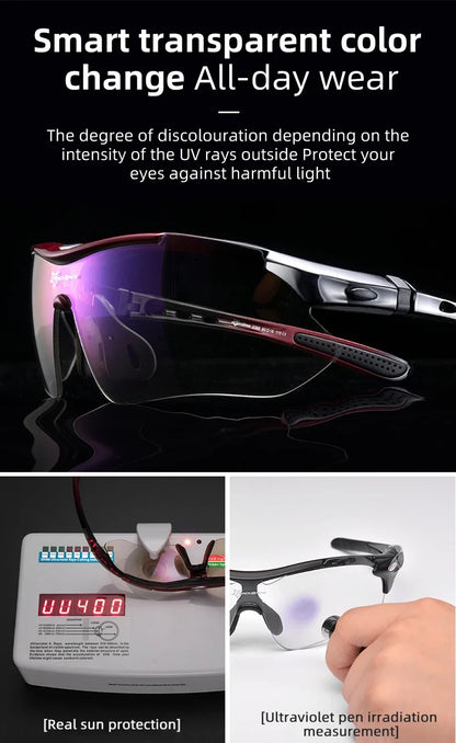 Bicycle Glasses Polarized Bike Sports Sunglasses Photochromic Men Women UV400 MTB Road Bike Goggles Outdoor Eyewear