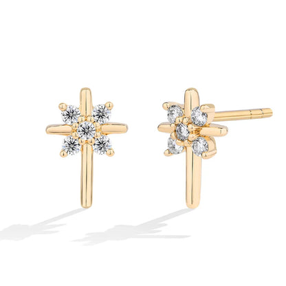 Snowflake Moissanite Earrings DVVS1 Real 925 Sterling Silver 18K Gold Plated for Women Wedding Engagement Party Jewelry