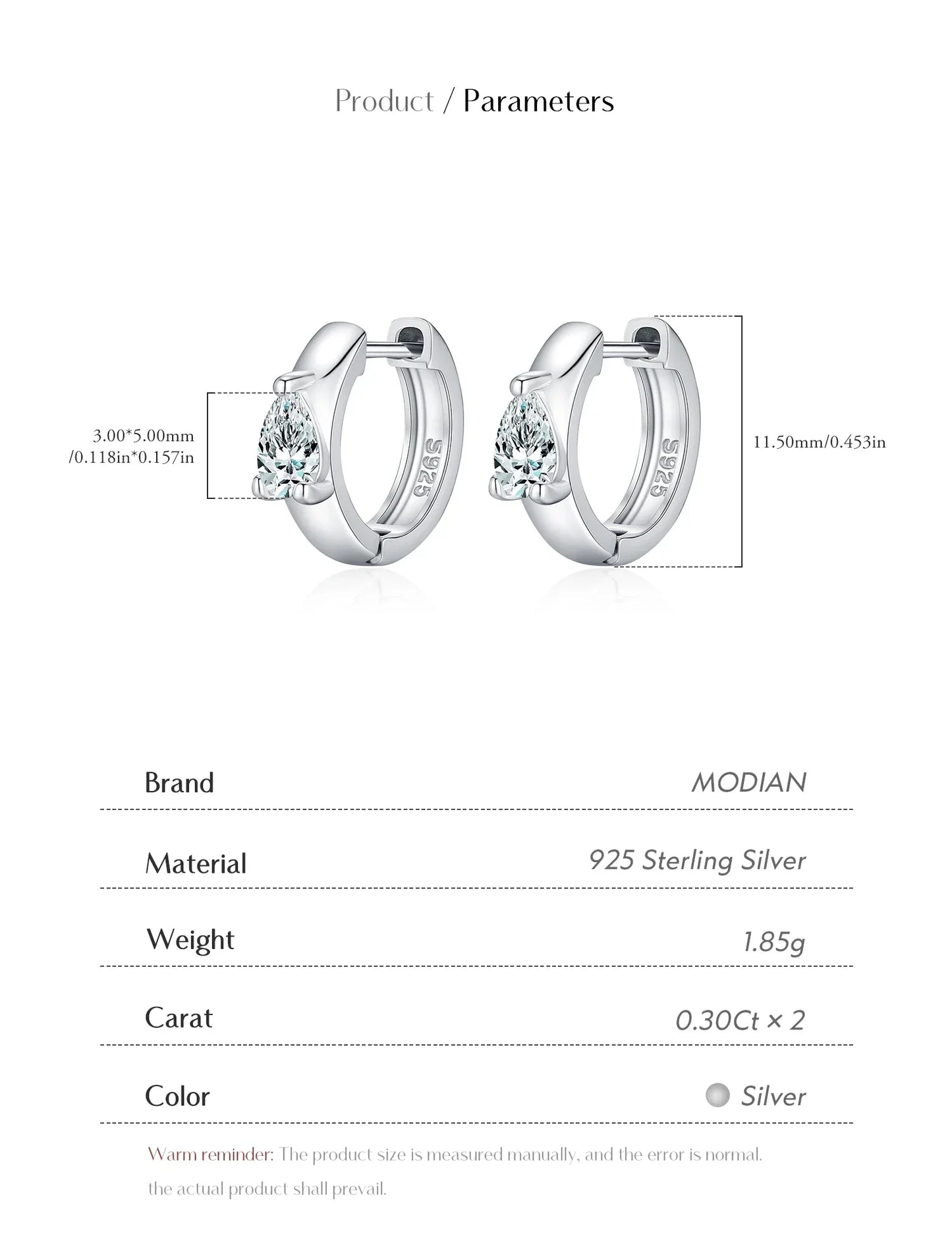 Water Drop D Color Moissanite Neutral Ear Buckle 925 Sterling Sliver Sparkling Hoop Earrings For Women Fine Jewelry