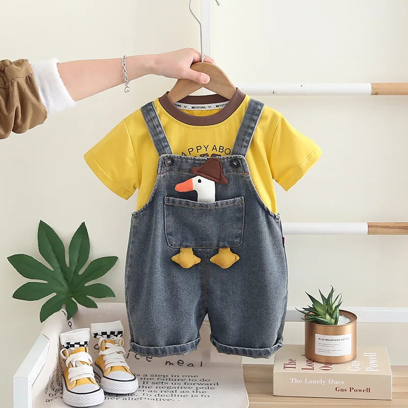 New Summer Baby Boys Clothes Suit Children T-Shirt Overalls 2Pcs/Sets Kids Girls Clothing Infant Cartoon Toddler Costume Outfits