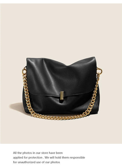 Genuine Leather Large Chain Shoulder For Women 2026 Luxury Designer Office Messenger Bags Satchel Cow Ladies Handbags