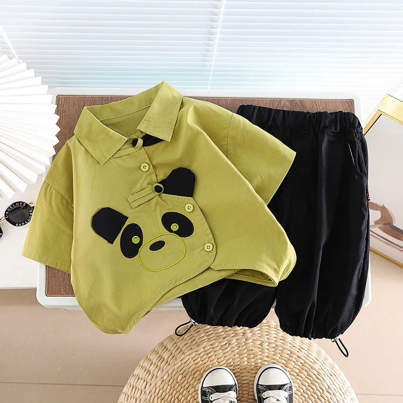 New Summer Baby Boys Fashion Striped T-Shirt Overalls 2Pcs/Set Toddler Girl Clothes Suit Children Casual Costume Kids Tracksuits