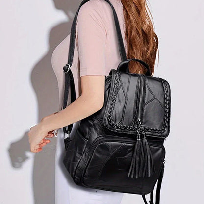 Oxford Cloth Double-Shoulder Bag Nylon Travel Women's Backpack Casual Fashionable Canvas Backpack [Random Zip Direction]
