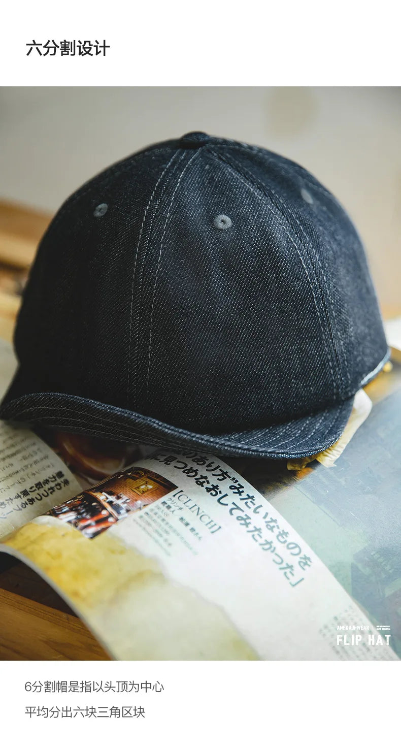 Oversize Men's Denim Golf Caps Casual Newsboy Hat Amekaji Retro Beret Wild Hats Uncle Fu Unisex Vintage Flip Octagonal Cap