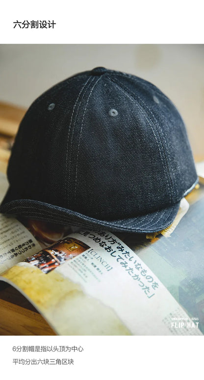 Oversize Men's Denim Golf Caps Casual Newsboy Hat Amekaji Retro Beret Wild Hats Uncle Fu Unisex Vintage Flip Octagonal Cap