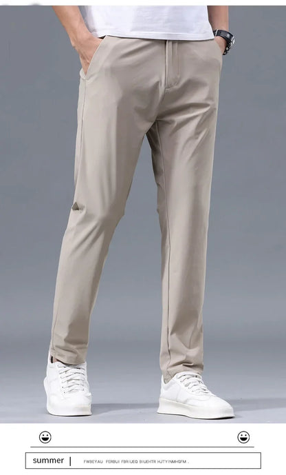 Summer New Stretch Soft Suit Pants Men Thin Fashion Business Elastic Waist Korean Slim Brand Clothes Casual Formal Trousers Male