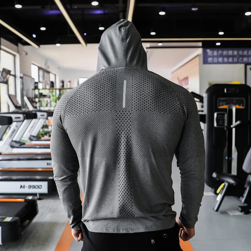 Men's Sport T-shirts Hoodie Fitness Running Shirts Tops Long Sleeve Workout Male Tops Tee Sportwear Training Sweatshirt Men
