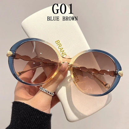Round Sunglasses Women 2023 Oversized Luxury Fashion Glasses  Vintage Shades Retro Lunette De Soleil Femme Gafas De Sol Mujer