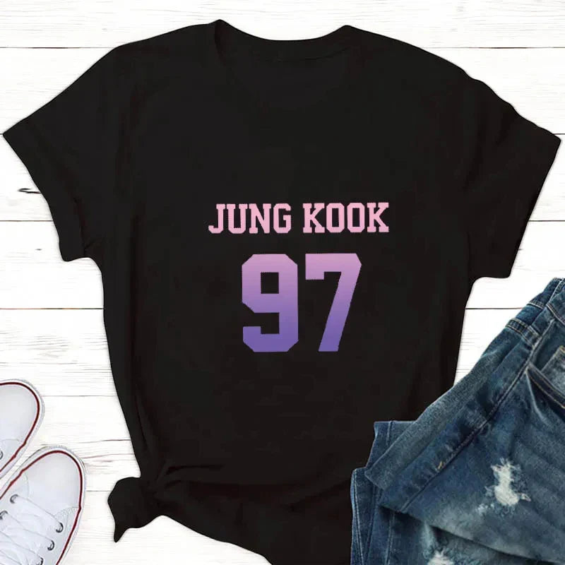 Tops for Women (taehyung) Jungkook Fan T Shirt Women Suga Kpop Harajuku Tshirt Woman Tshirts Aesthetic Clothes