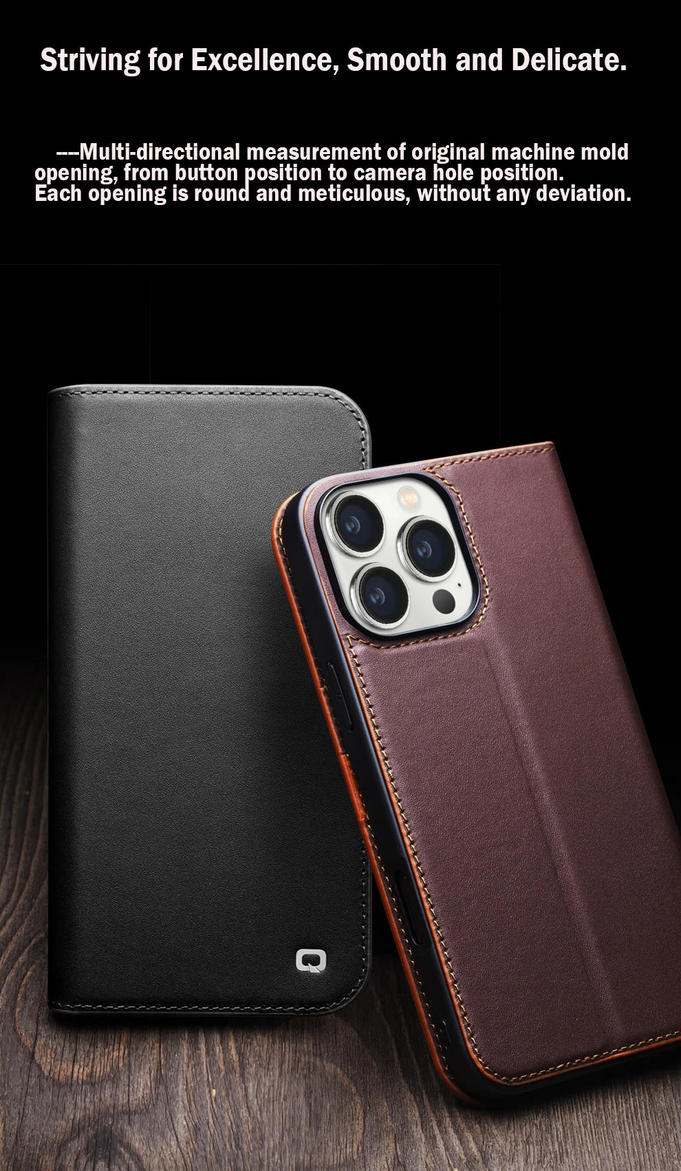Genuine Leather Flip Case for iPhone 17 Plus Handmade Fashion Cover with Card Slots for iPhone 16 15 14 13 Pro Max 17Air