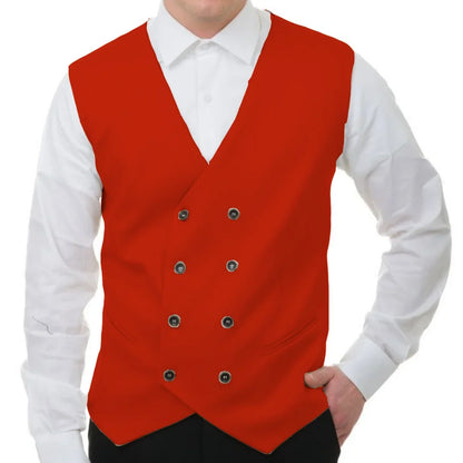 Men Vest White Solid Double Button V Neck Waistcoat For Wedding Banquet Business Party Casual Work Casual Daily Men Suit Vest