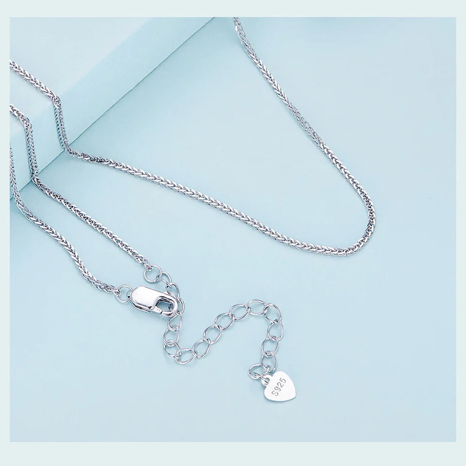 925 Sterling Silver Basic Chopin Necklace Simple Style Chain Link for Women Platinum Plated Fine Jewelry SCA019