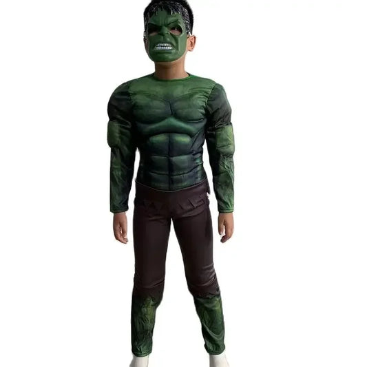 Boy Clothes Muscle Incredible Hulk Cosplay Fancy-Dress Costumes Child Kids Movie Charater Superhero Halloween Costume With Mask