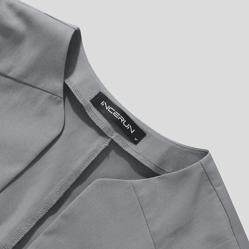 Men Blazer Solid Color Open Stitch Long Sleeve Irregular Thin Suits Men 2024 Streetwear Fashion Casual Crop Coats S-5XL