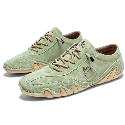Spring Handmade Leather Casual Men Shoes Design Fashion Sneakers Man Loafers Breathable Soft Flat Shoes Driving Shoes