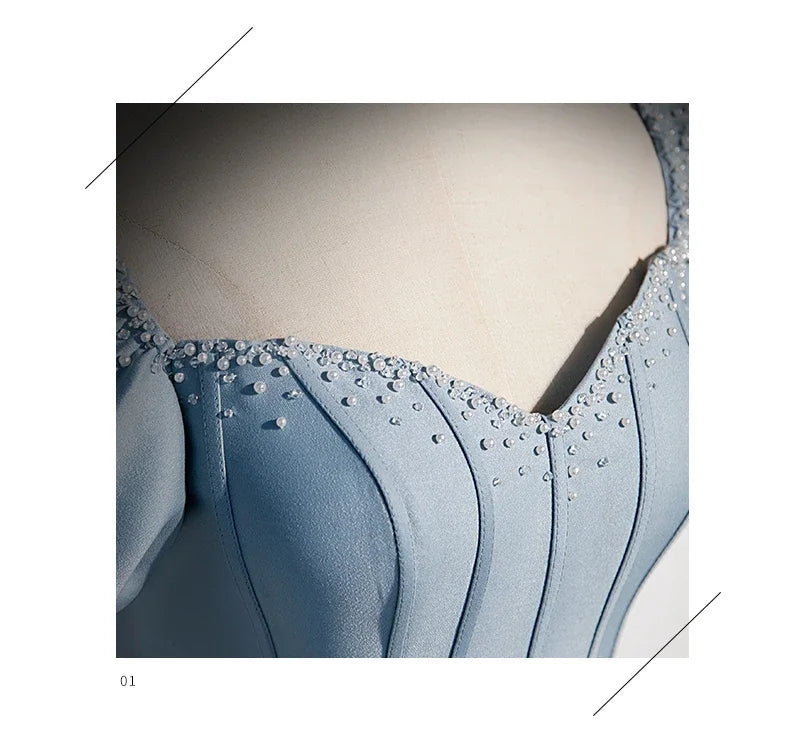 Palace Style Women's Evening Dresses Light Luxury Satin Lace-up Slimming Banquet Ball Gown Skirt Prom Dress Vestidos