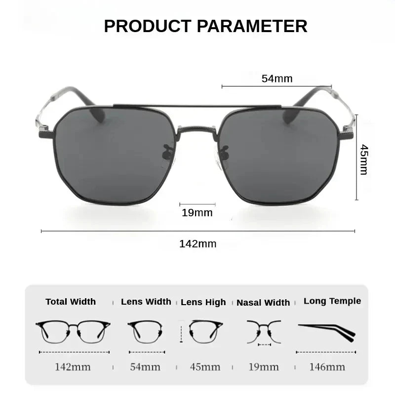 Top Quality Pure Titanium Pilot Polarized Sunglasses Men Outdoor Driving Night Vision Shades Anti-Glare Fishing UV400