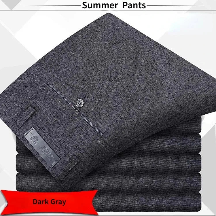 Autumn Thick  Summer Thin Casual Pants Men Straight Formal Long Trouser Adult Solid Color Flat Design Suit Pant Business RIYBEOE