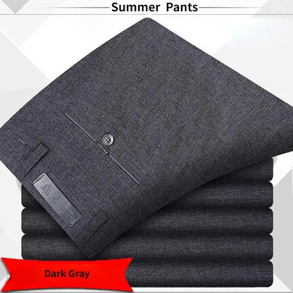Autumn Thick  Summer Thin Casual Pants Men Straight Formal Long Trouser Adult Solid Color Flat Design Suit Pant Business RIYBEOE