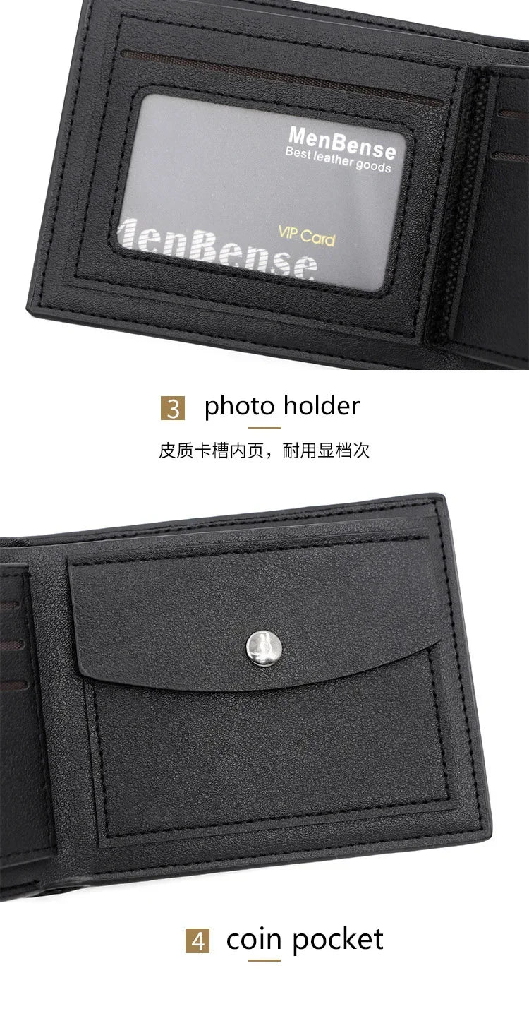 Slim Men's Wallet - New Short Zipper Design, Card & Photo Holder, Simple Coin Pocket - High - Quality PU Leather