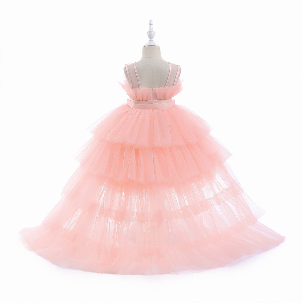 Kid's Party Formal Evening Dresses Elegant Party Dresses For Girls Dresses With Trailing Detachable Princess Dress