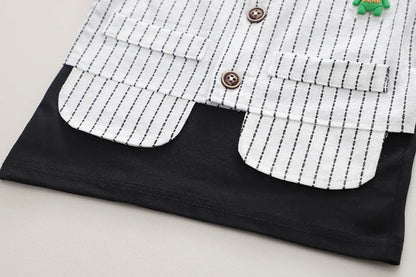 New Summer Kids Boys Clothes High Qulity Short Sleeve Gentleman Patchwork T Shirt Pants Toddler Boy Clothing Casual Outfits