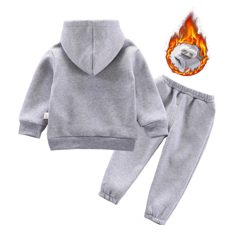 New Autumn Winter Fashion Baby Girls Clothes Children Boys Thicken Hoodies Pants 2Pcs/Set Toddler Sports Costume Kids Tracksuits