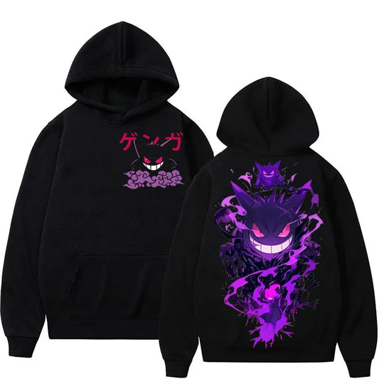 Pokémon Gengar Joint 2025autumn Winter Men Hoodie Loose Street Graffiti Animation Printing Casual Trendy Cool Hooded Sweater