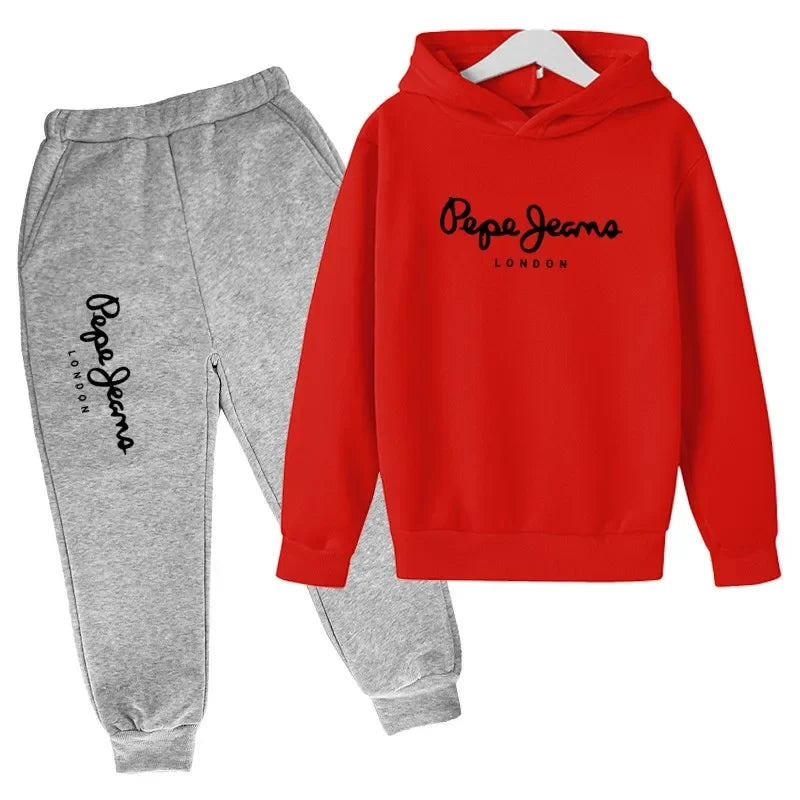 Leisure Letter Print 2pcs Hoodie+Pants Tracksuits 3-13 Years Boys Girls Spring Autumn Outfits Streetwears Children Clothes