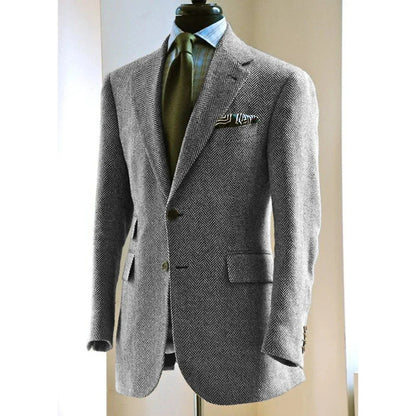 Men's Herringbone Blazer Suit Collar Slim Jacket Casual Fashion Jacket 3 Pocket Workwear Men's Summer Suits Formal Man Jackets